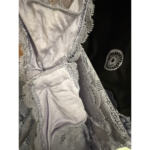 Free People Intimately On Board Boho Lace Body Suit Black Purple Size Large - Picture 11 of 11